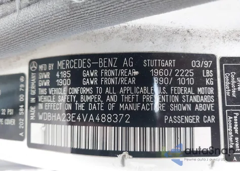 1997 Mercedes-Benz C 230 z USA, uszkodzony, nr VIN WDBHA23E4VA488372